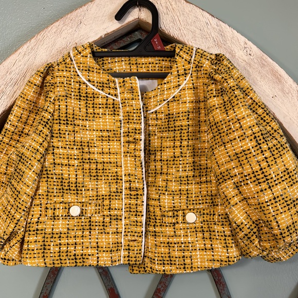 Janie and Jack Girls 4T Yellow Boucle Jacket - Picture 2 of 8